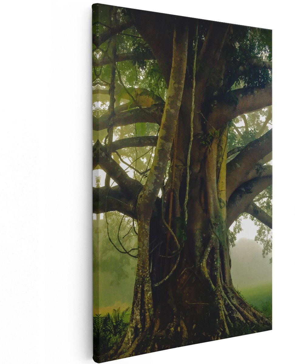 Artaza Canvas Schilderij Grote Levensboom Met Veel Takken - 120x180 cm - Groot - Wanddecoratie Woonkamer - Schilderijen - Muurdecoratie