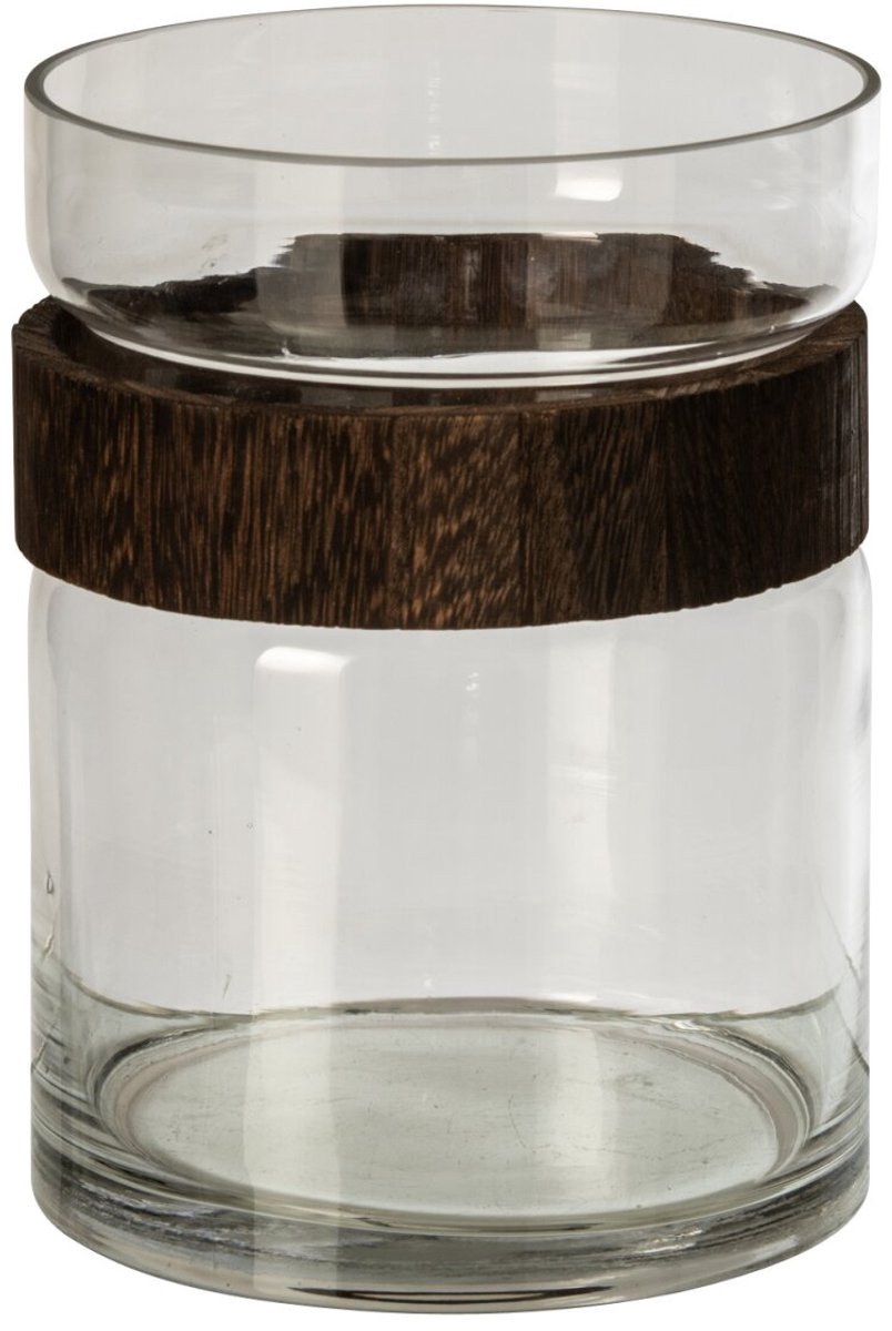 J-Line Cilindervaas - glas - donkerbruin/transparant - small