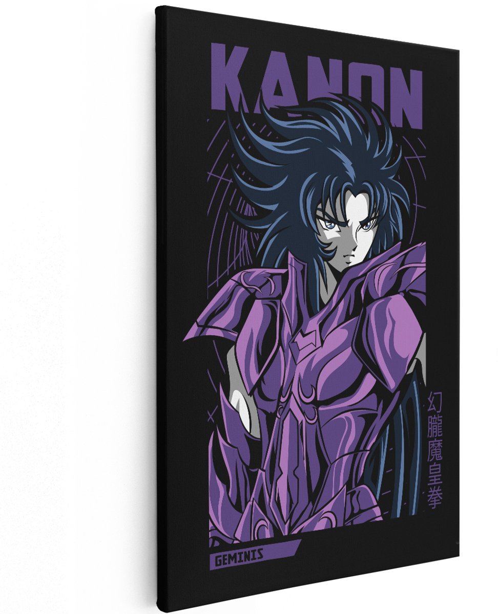Artaza Canvas Schilderij Kanon Gemini - 120x180 cm - Groot - Saint Seiya Wanddecoratie Anime - Muurdecoratie Jongens Slaapkamer - Schilderij Japan Paars