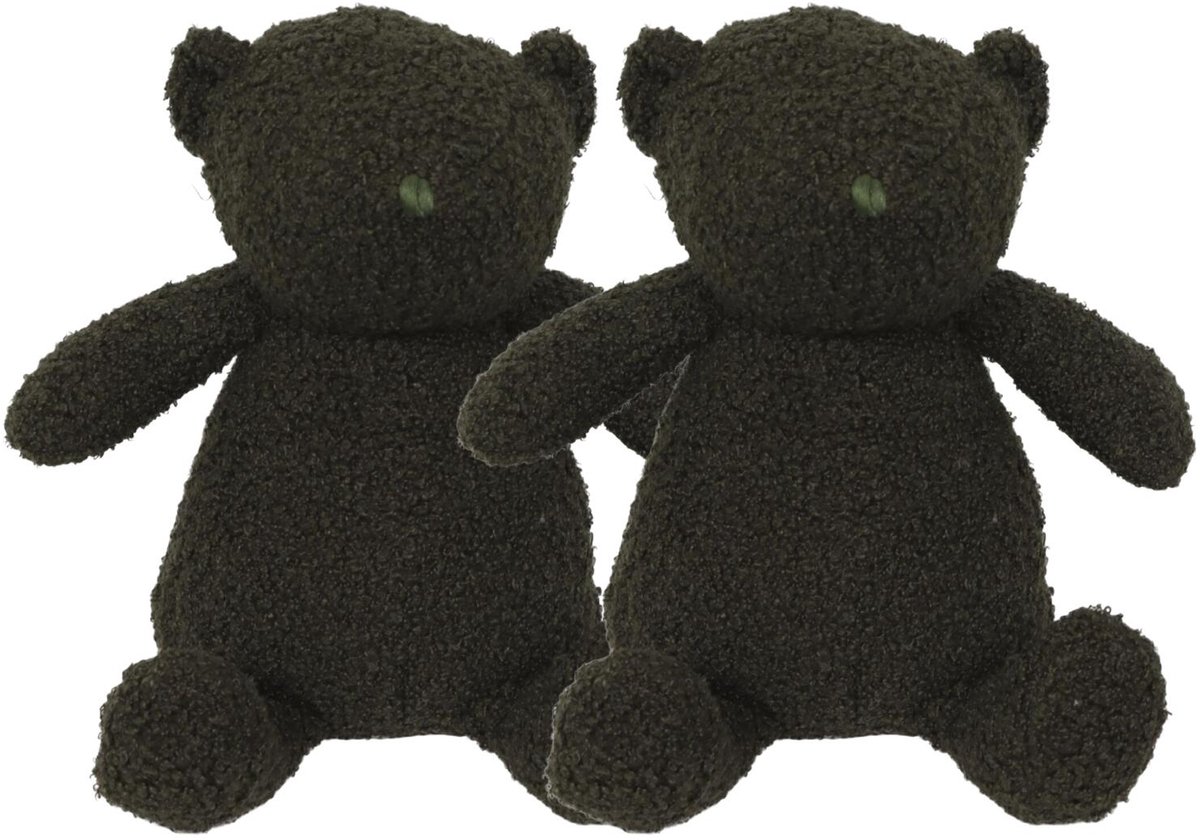 Luance Deurstopper Teddy - 2x - 1 kg - khaki groen - knuffelbeer - L13 x B11 x H21 cm