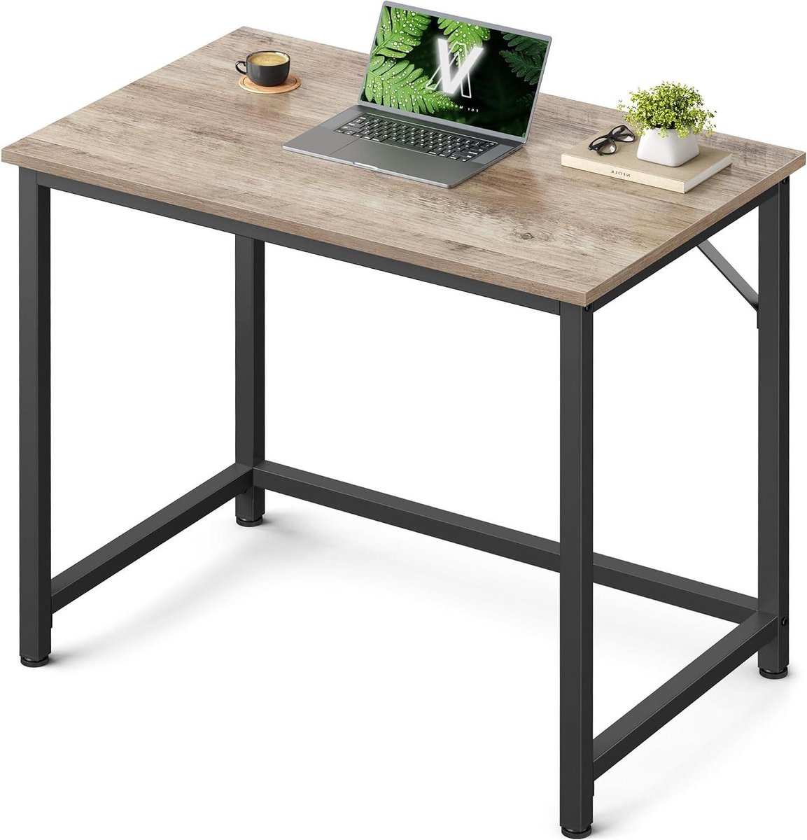 Computerbureau - Bureau tafel - Thuiswerken - Industriële stijl - 80 x 50 cm - Grijs en zwart