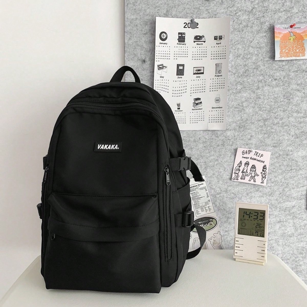 Effenkleurige schoolrugzak voor dames, meerdere vakken, grote capaciteit, laptoprugzak, alledaagse rugzak, cadeau