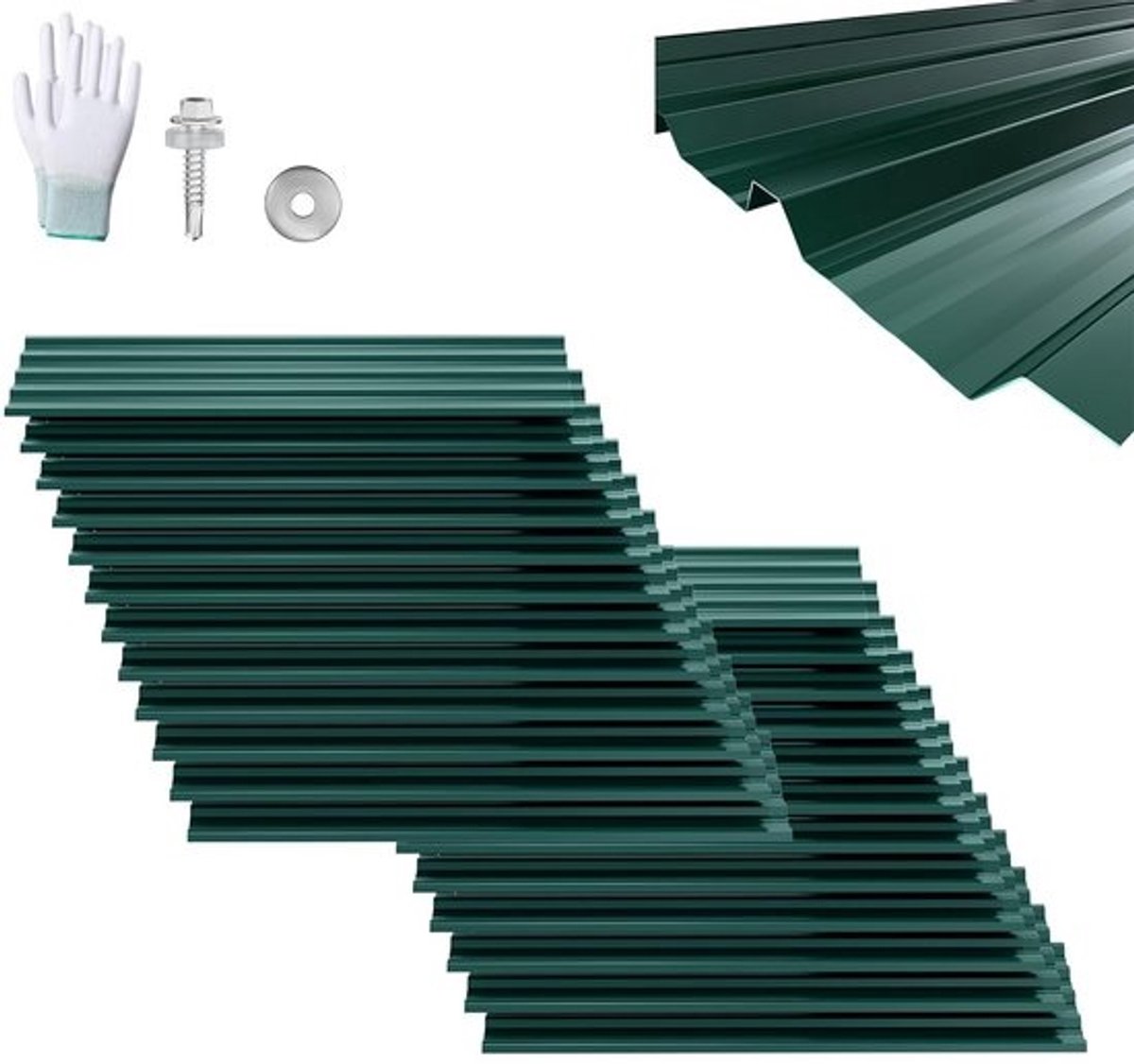 24 Stuks Trapeziumplaten voor Dak en Wand, 14 m² Oppervlak, Gegalvaniseerd Staal