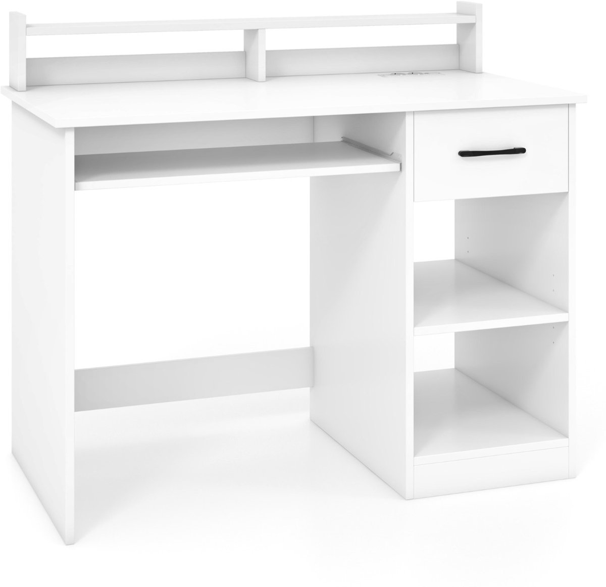 SureDeal® - Computerbureau met Oplaadstation - MDF - 105x55x89 cm - Wit - Met USB/Type-C, Toetsenbordlade & Lade
