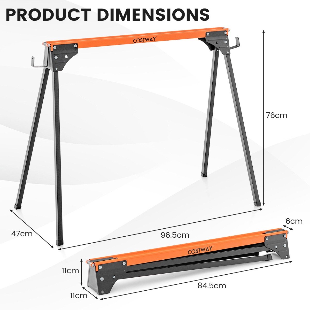 SureDeal® - Bank - Inklapbare Zaagbokken Stevig - Snelsluiting Draagarmen Capaciteit - Houtbewerking - 96,5x47x76 cm - Oranje