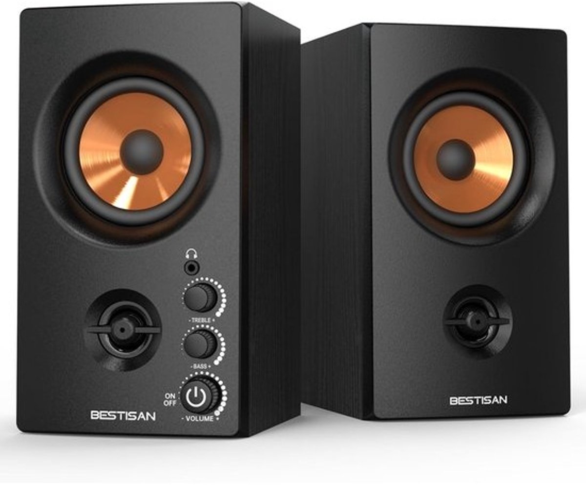 Actieve Boekenplankspeakers met Bluetooth - 50W Hifi Speakers voor Computer, Platenspeler en TV