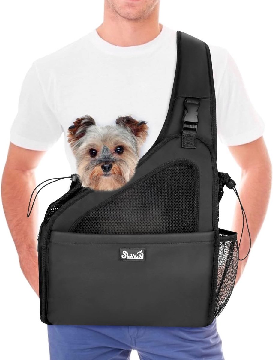 Honden Sling Draagtas - Grijs - Geschikt voor Huisdieren tot 7 kg - Ademend Mesh met Verstelbare Riem - Voor Wandelen en Reizen
