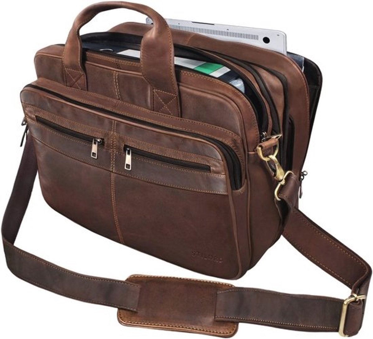 Leren Leraar Tas XXL Vintage Schoudertas voor School en Werk