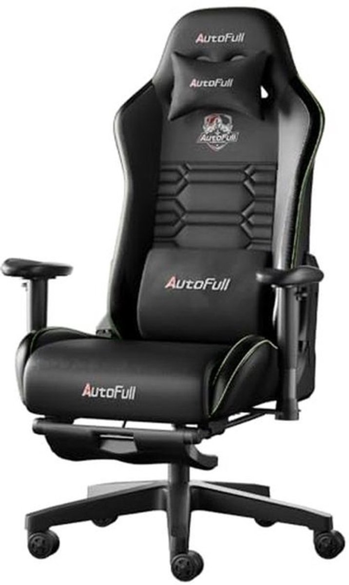 Ergonomische gamingstoel met lendenkussen van fluweel, verstelbare 3D-armleuningen, duurzaam leer, 160 graden helling en geïntegreerde voetensteun