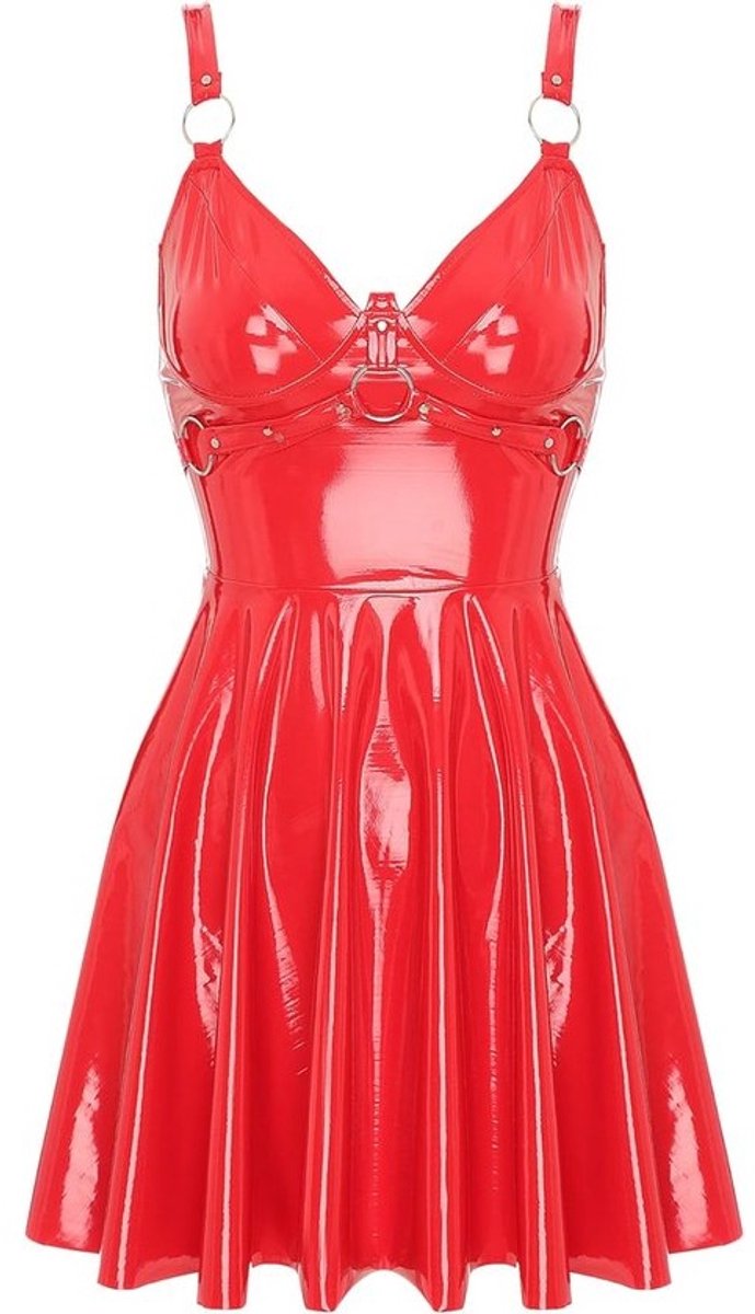 Glanzend Lakjurk Dames Mini Jurk Backless Party Dress Strakke Stijl