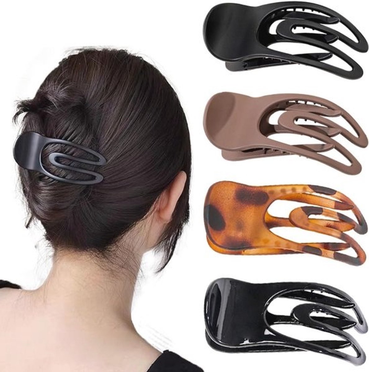 Franse Platte Haarspeldjes 4 stuks - Gebogen Klauw Clips voor Vrouwen - Sterke Hold en Geen Slip Grip - Haarklemmen voor Volume en Styling