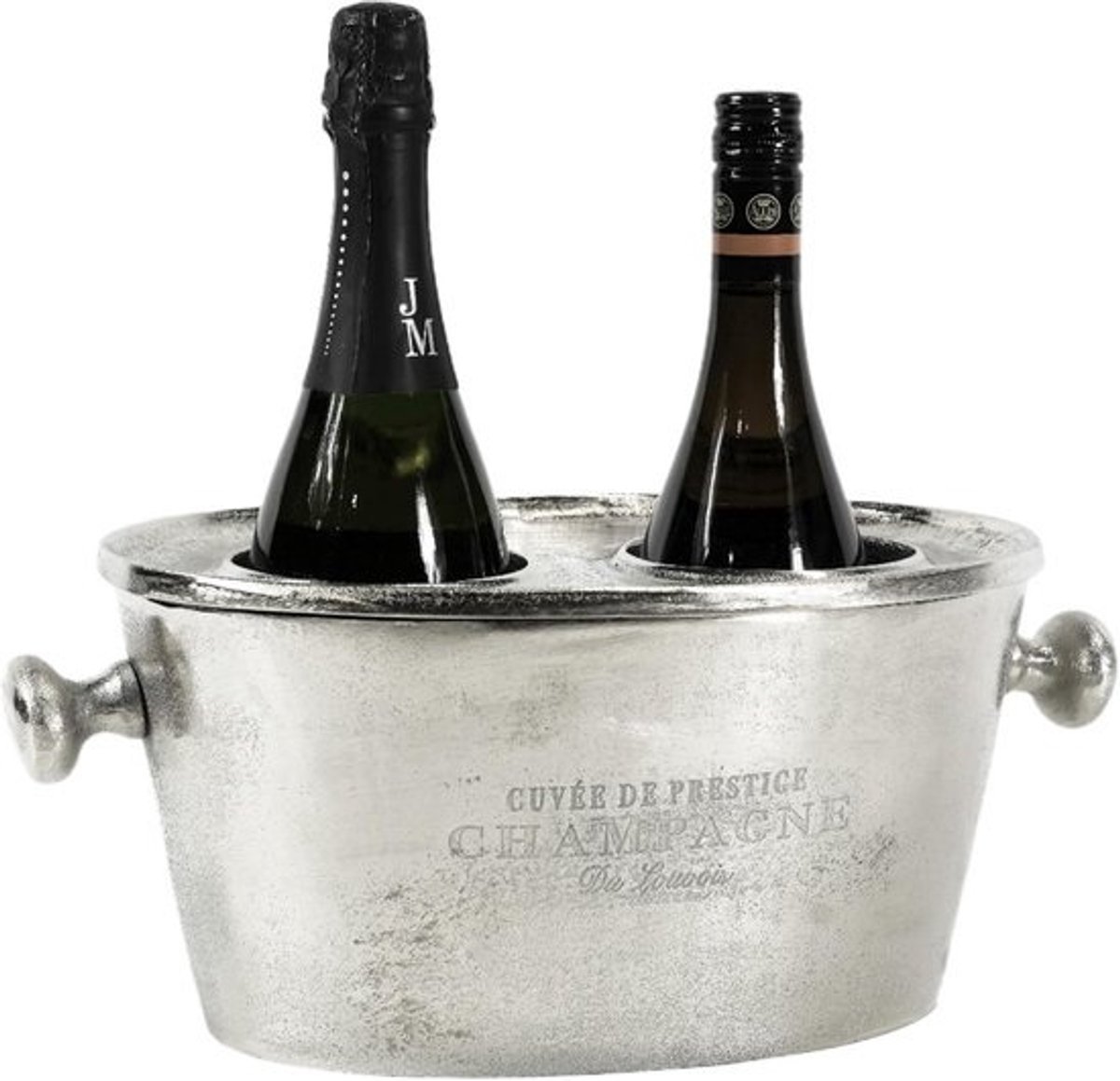 Luxe Dubbele Flessenkoeler voor Wijn en Champagne - Handgemaakt Aluminium