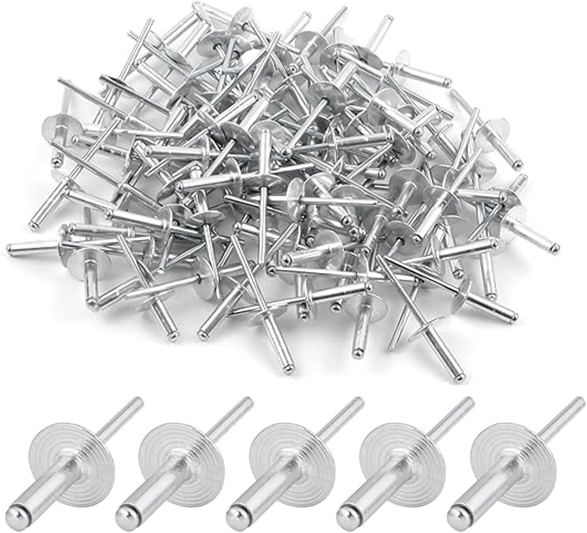 100 stuks aluminium blindklinknagels met grote kop, popklinknagels 4,8 x 20 mm voor voertuigen, meubels en machines