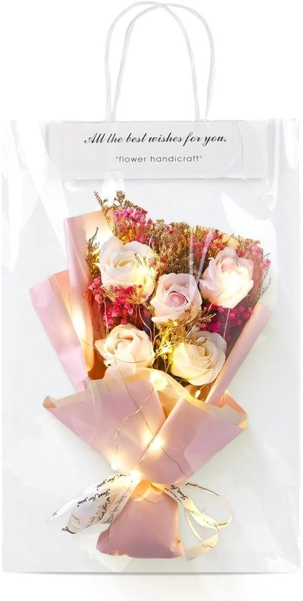 Geconserveerde Roos - Eeuwig Bloemen - Romantisch Cadeau - Ingebouwd LED Licht - Roze