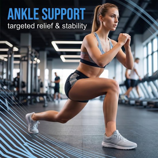 Set van 8 Kinesiologische Enkelbanden, Vooraf Geknipt en Waterdicht Sportsteun voor Hardlopen en Voetbal, Unisex 23 x 18 cm, Ideaal voor Blessurepreventie en Stabiliteit — afbeelding 2