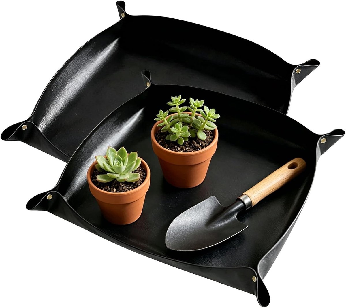 Set van 2 waterdichte plantenmatten 100 x 100 cm, opvouwbare ompotmat voor snoeien en bodemwissel, herbruikbare tuinonderlegger