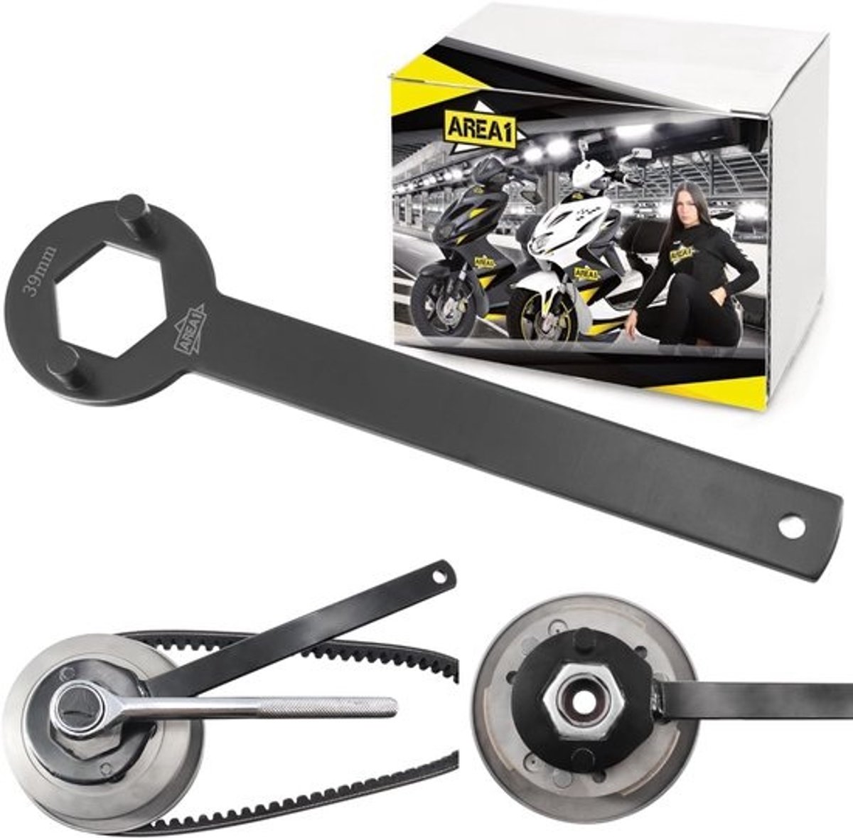 Koppeling Tool - Motor Reparatie - Scooter Onderhoud - Geïntegreerde Sleutel - 39mm - Zilver