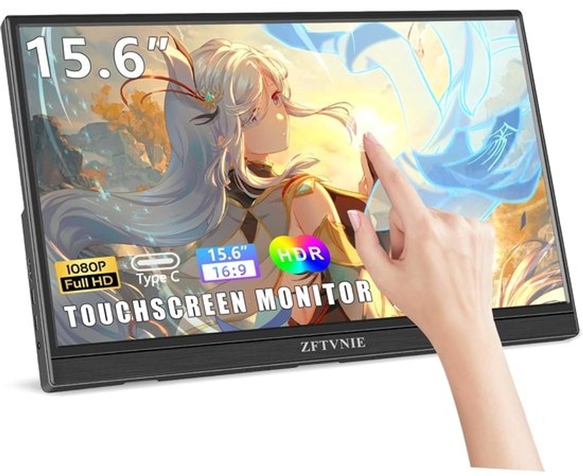 Draagbare 15,6 inch touchscreen monitor - Full HD IPS display met USB-C en HDMI voor laptop en gaming