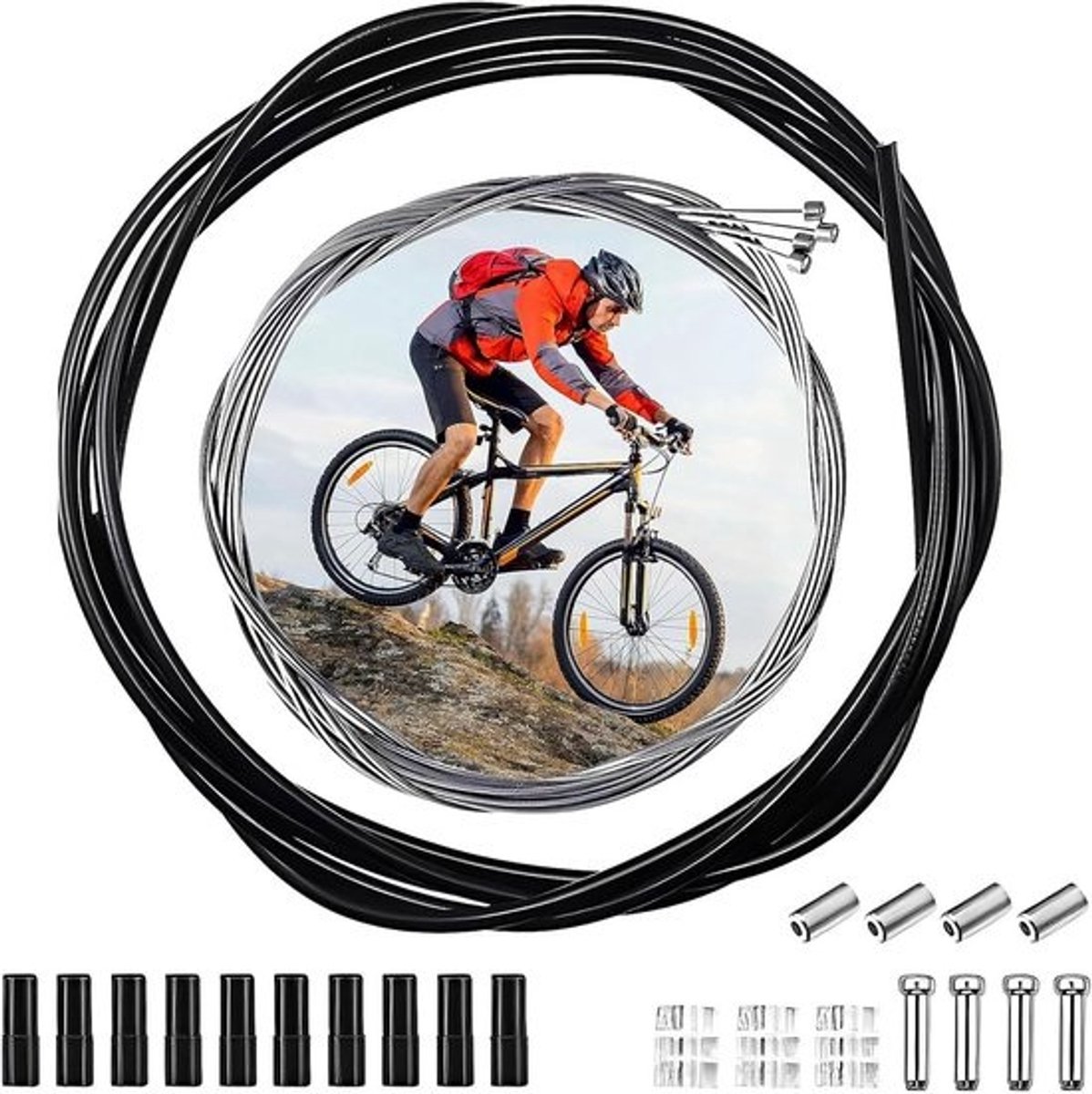 Universele Fiets Versnellingskabelset - Compleet met Achter Schakelkabel en Remkabel voor Mountainbike en Racefiets 2,5m