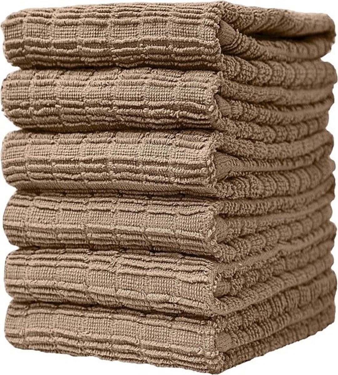 Set van 6 grote katoenen theedoeken, 40 x 71 cm - Elegante en zachte geribbelde en geruite handdoeken