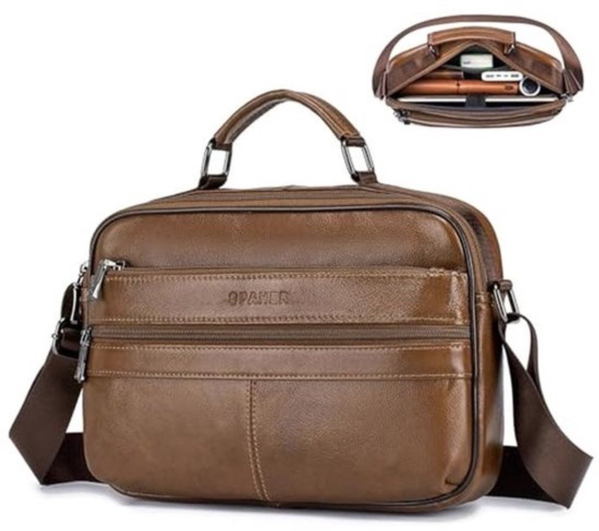 Grote Leren Schoudertas voor Heren - Elegante en Praktische Crossbodytas