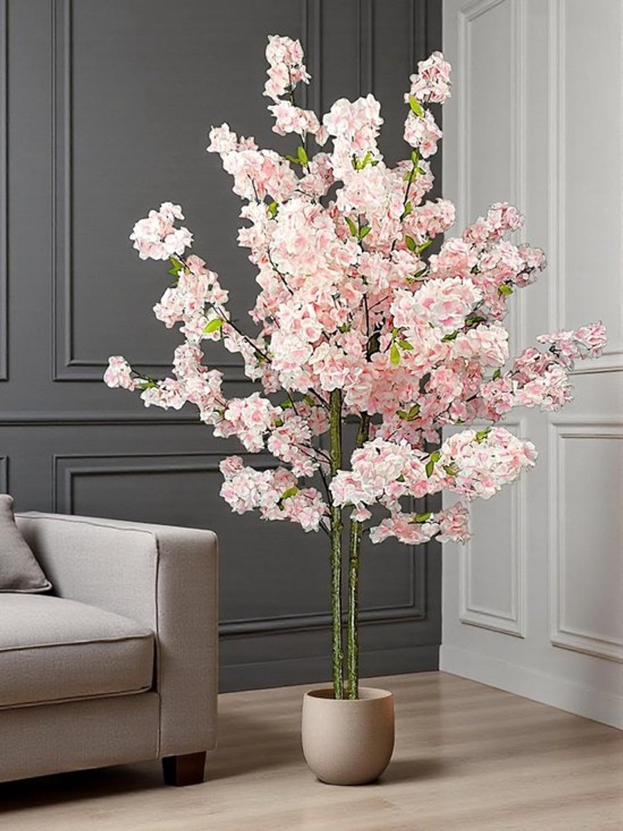 Grote Kunst Kersenbloesemboom Roze 160 cm - Realistische Zijden Bloemen voor Binnen