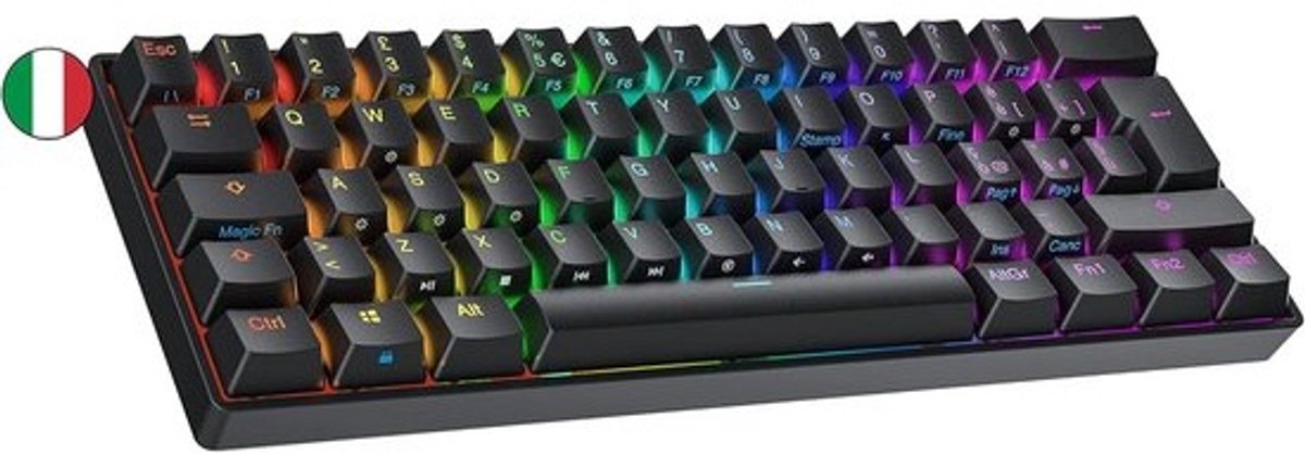 Mechanisch Gaming Toetsenbord 60% Compact QWERTY ISO IT Met Hot-Swap & RGB Verlichting