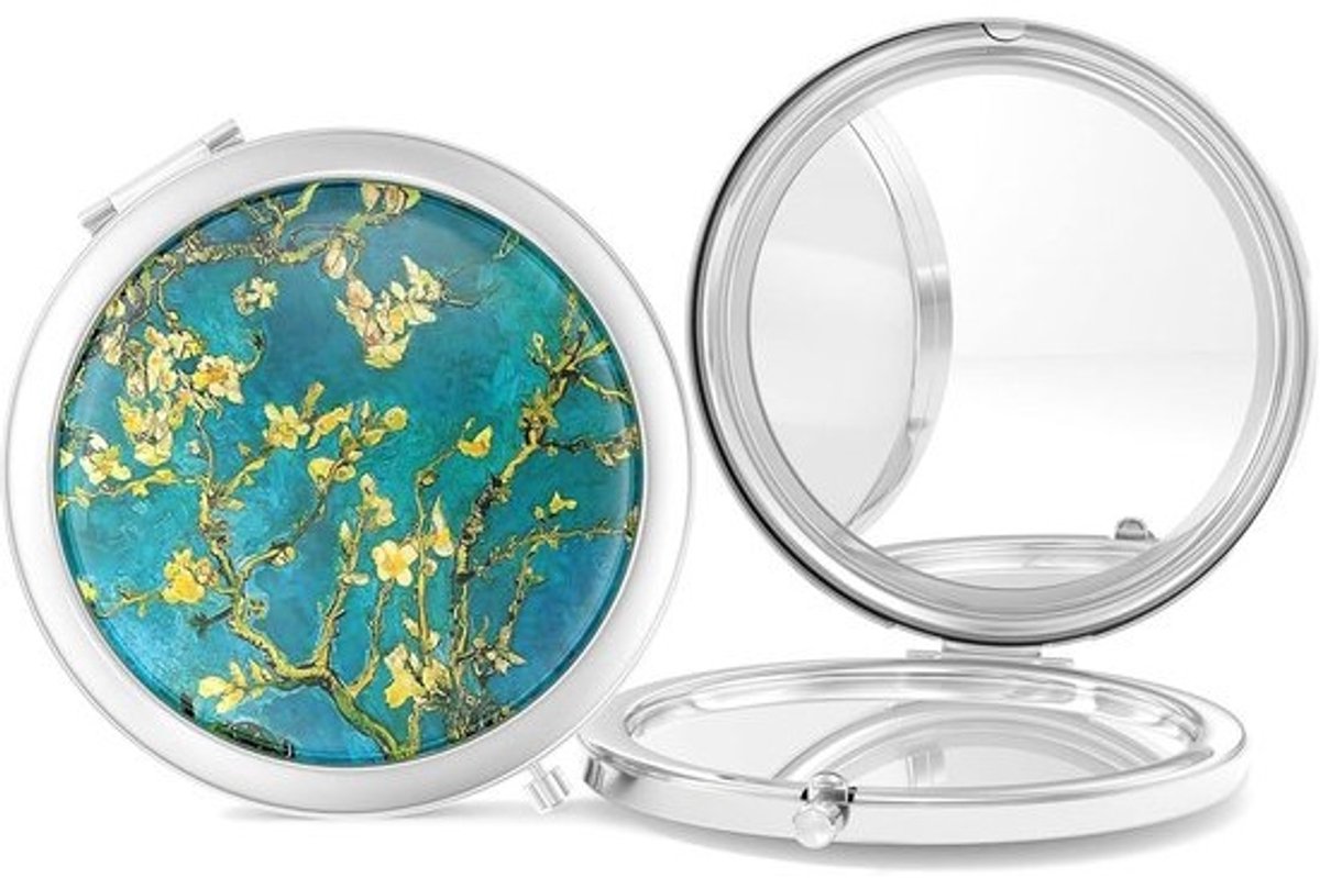 Compacte spiegel - Make-upspiegel zakformaat - Make-up bijwerken - Dubbele vergroting - 275 inch - Zilver