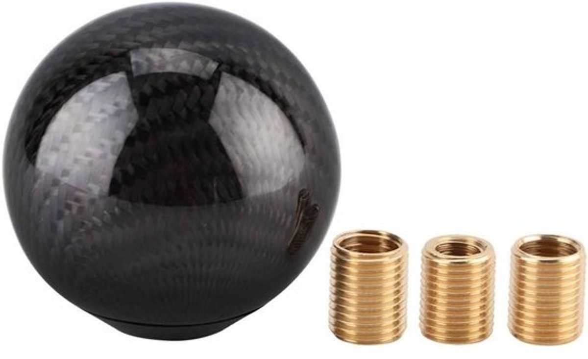 Universele Versnellingspookknop Carbon Look - Handgeschakeld Schakelpook Upgrade met 3 Adapters
