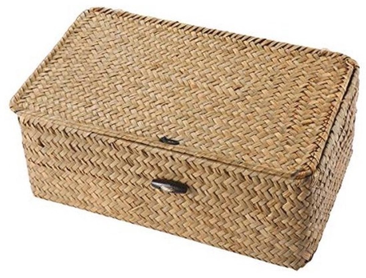 Multifunctionele Rotan Opbergmand met Deksel - Make-up Organizer