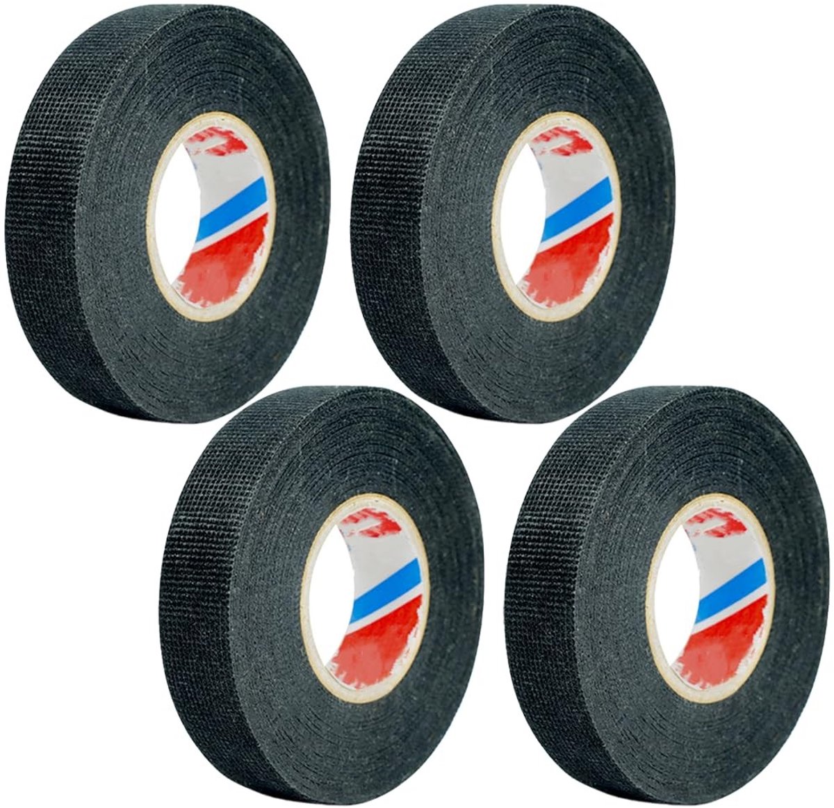 4 stuks zelfklevend plakband, zwart canvas, 19 mm x 15 m, ideaal voor kabelbundels, elektrische isolatie en knutselen