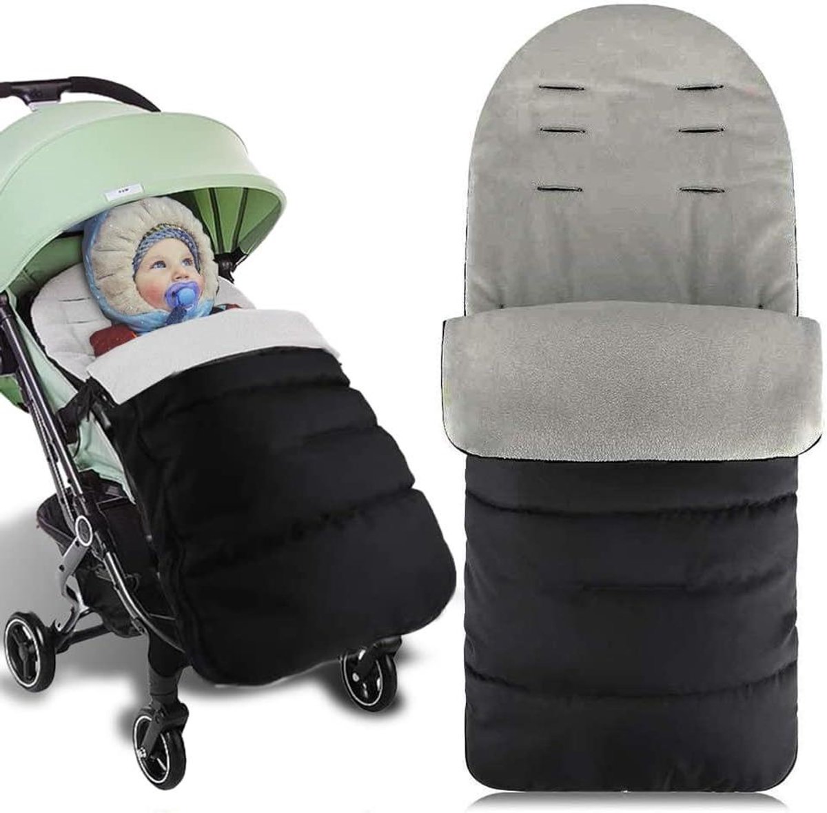 Baby Voetenzak - Winterzak Kinderwagen - Warm Blijven - Universele Pasvorm - 87 cm - Grijs