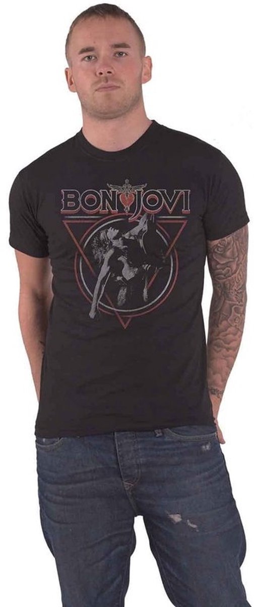Rock T-Shirt met Driehoek Logo voor Mannen Zwart