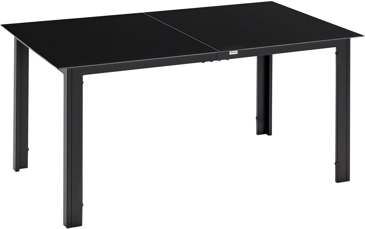Tuintafel voor 6 personen - weerbestendig - gehard glas - terrastafel - 150 cm x 90 cm x 74 cm - zwart