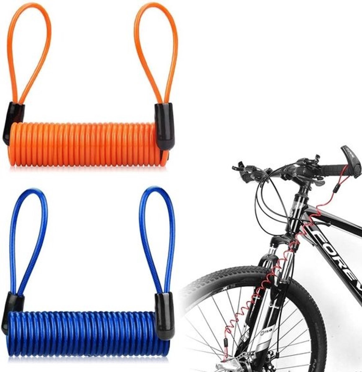 2x Motorfiets Schijfremslot Herinneringskabel – Spiraalkabel voor Motor, Scooter en Fietsveiligheid