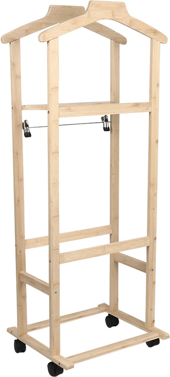 PIPIPOXER Kledingrek - Industrieel Kledingrek-Garderoberek / Kledingrek met Schoenenrek - Bamboe -Droogrek - Opbergruimte Voor Schoenen - 41 × 37 × 112 cm