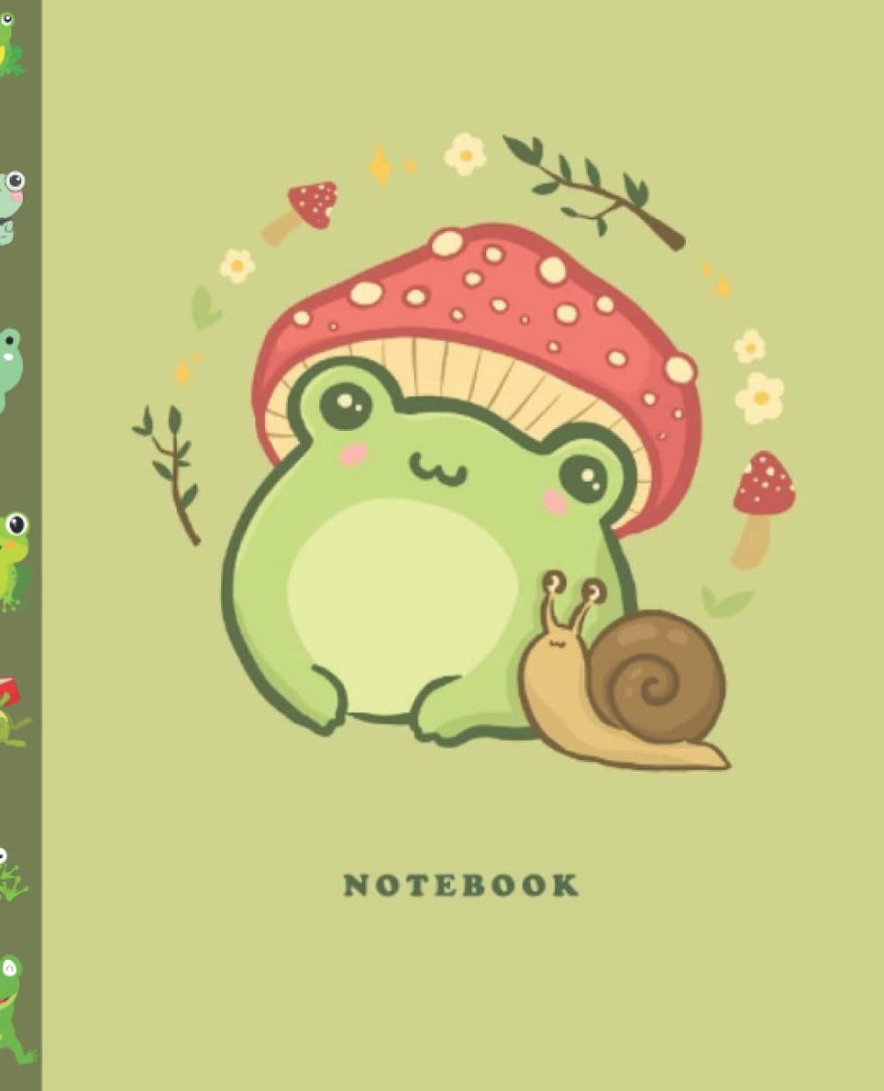 Composition Book: Cute Frog With Mushroom Hat - College Ruled Notebook - ShopVlot