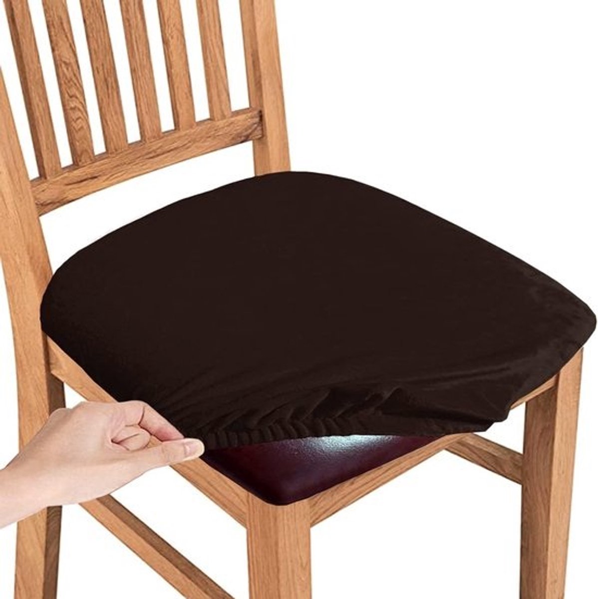 Set van 6 Stretchy Stoelhoezen Velvet - Afneembare en Wasbare Zitkussenhoezen voor Eetkamerstoelen