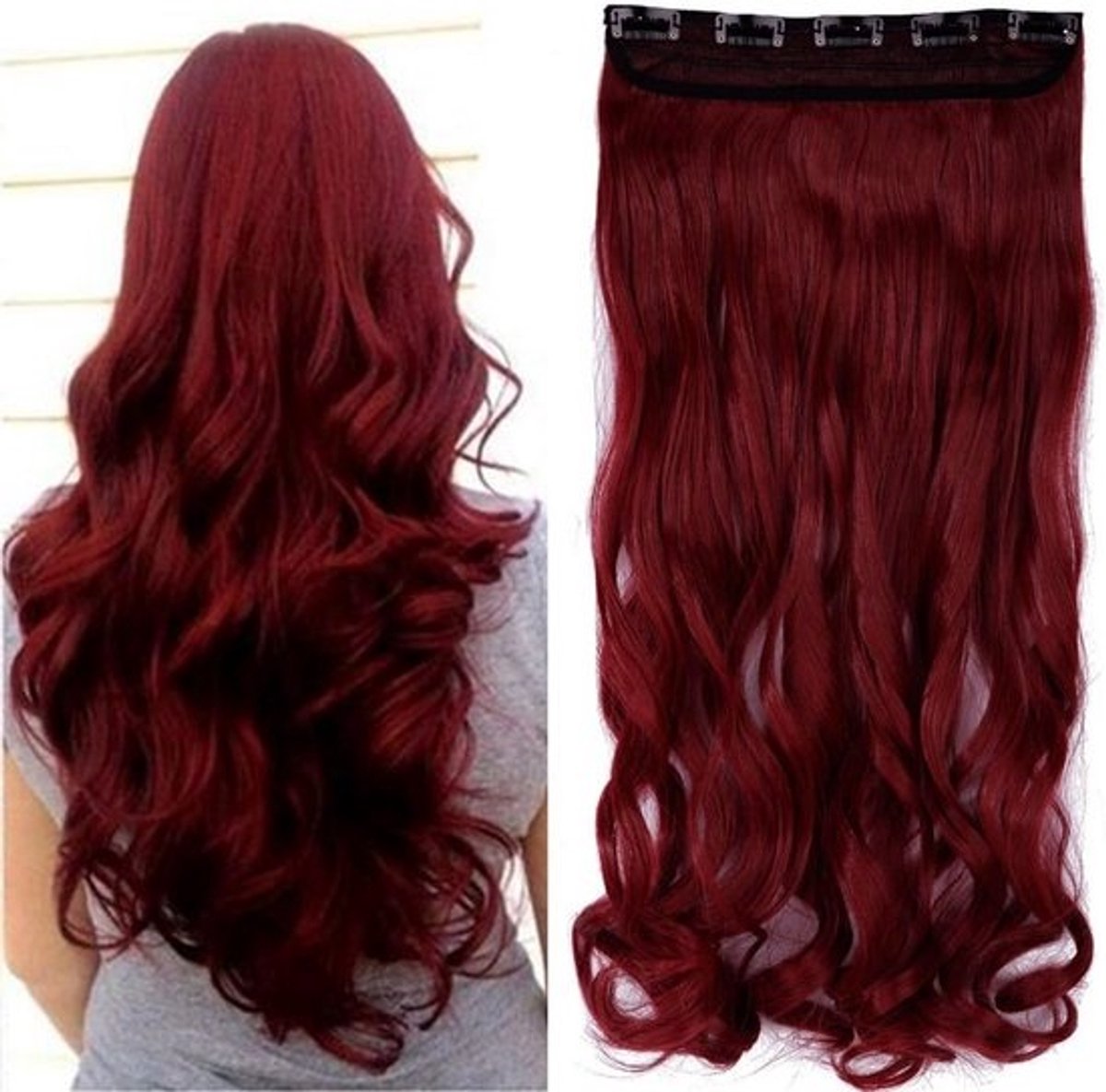 Synthetische Clip-in Haarverlenging Golvend 60 cm voor Volledige Hoofd