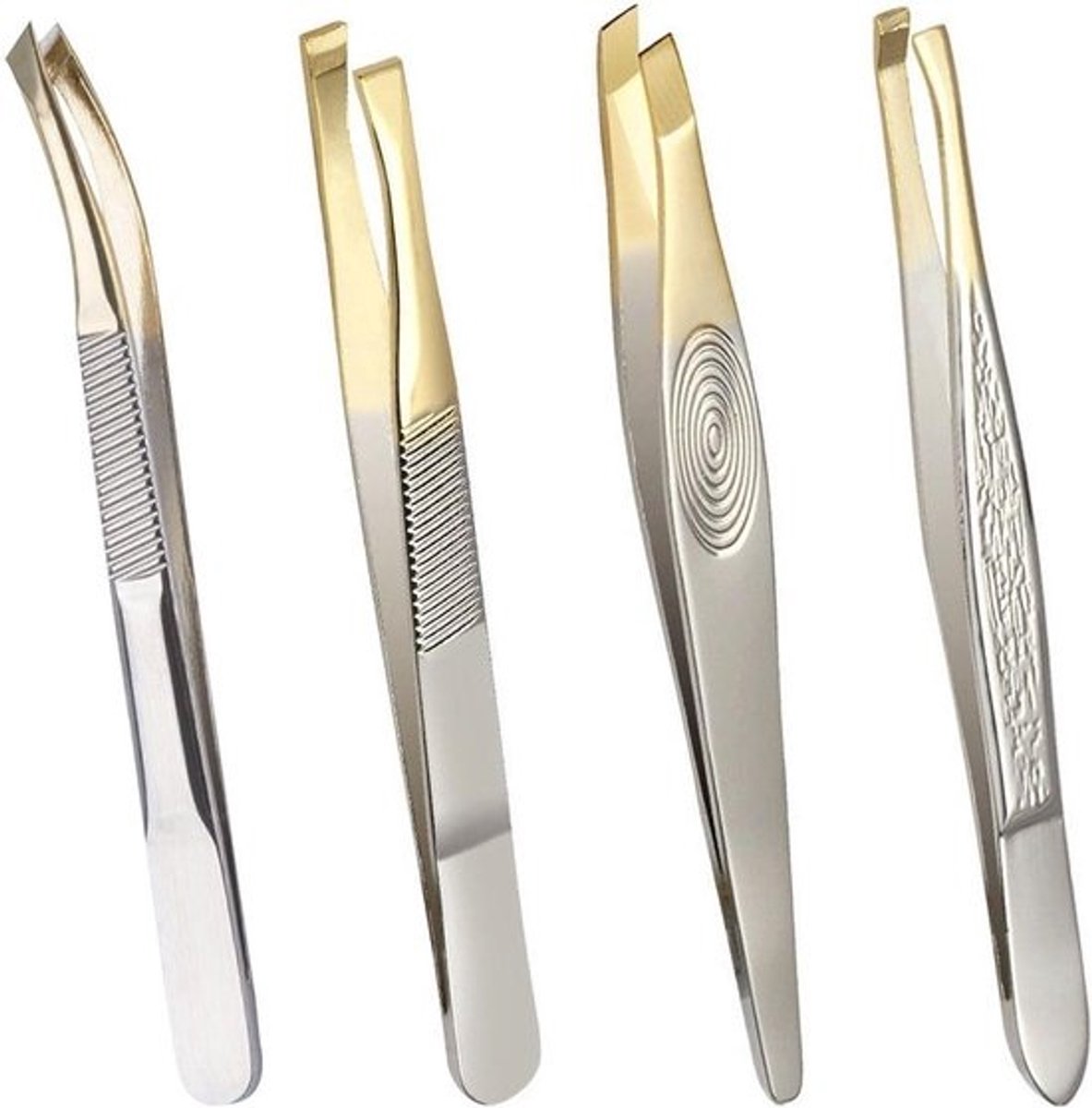 Roestvrijstalen Pincetten - Klem Gereedschap - Schoonheidsverzorging - Multifunctioneel Design - 4 stuks - Goud