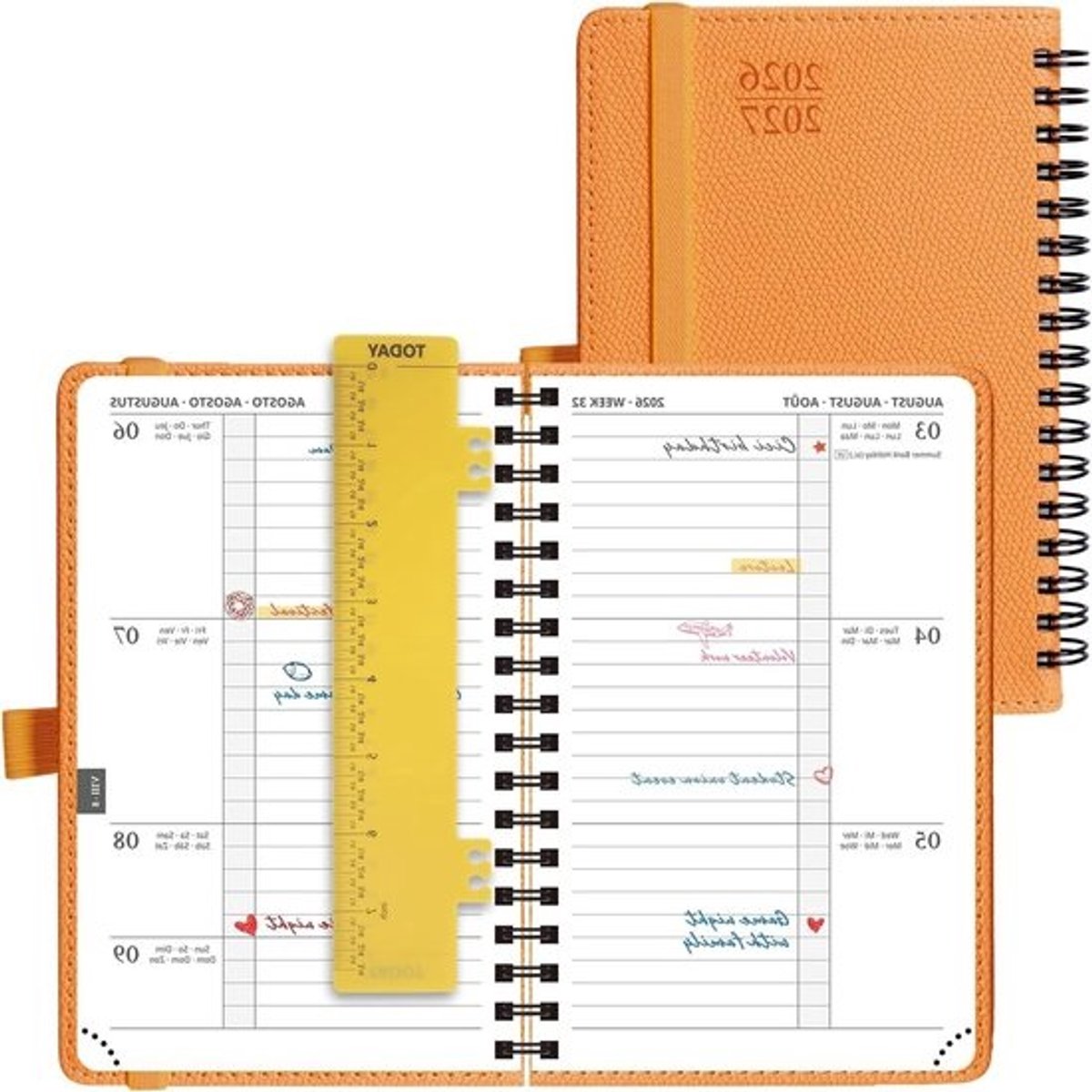 Agenda Pocket - Weekplanner Kleine - Afspraken Plannen - 17 Maanden Overzicht - A6 16 x 105 cm - Oranje