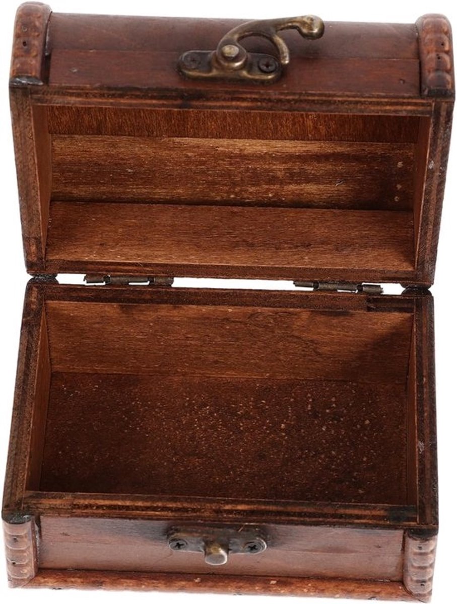 Houten Sieradendoos Vintage Decoratieve Kist met Deksel voor Sieraden en Kleinere Schatten