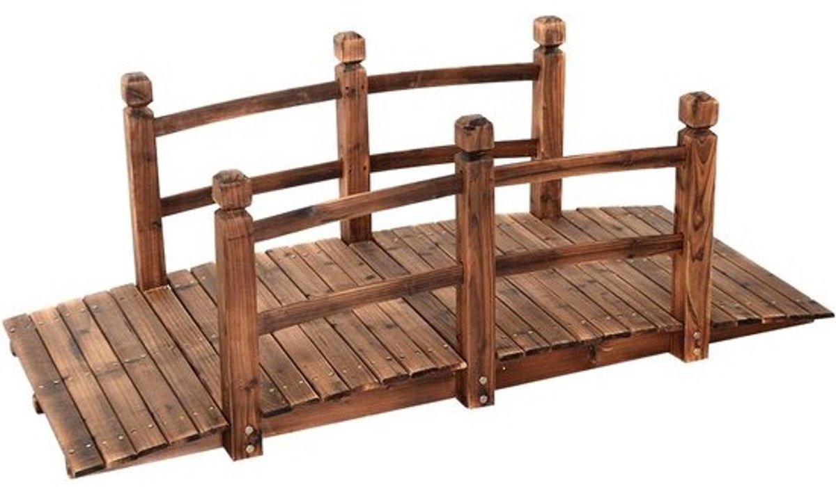 Decoratieve Houten Tuinbrug met Leuning van Dennenhout voor Vijver of Pad
