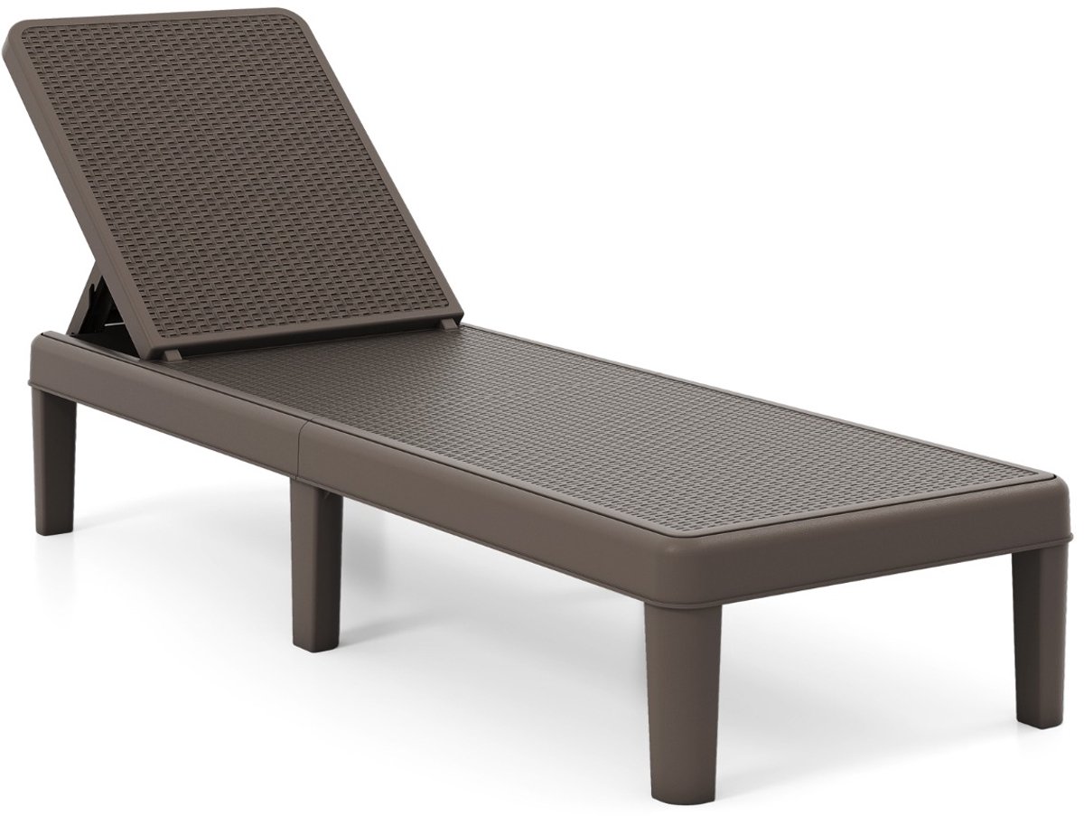 SureDeal® - Ligbed - Zonnebed Tuinligstoel - Standen Verstelbare Rugleuning - Rotanlook - 188x184x174 cm - Koffiebruin