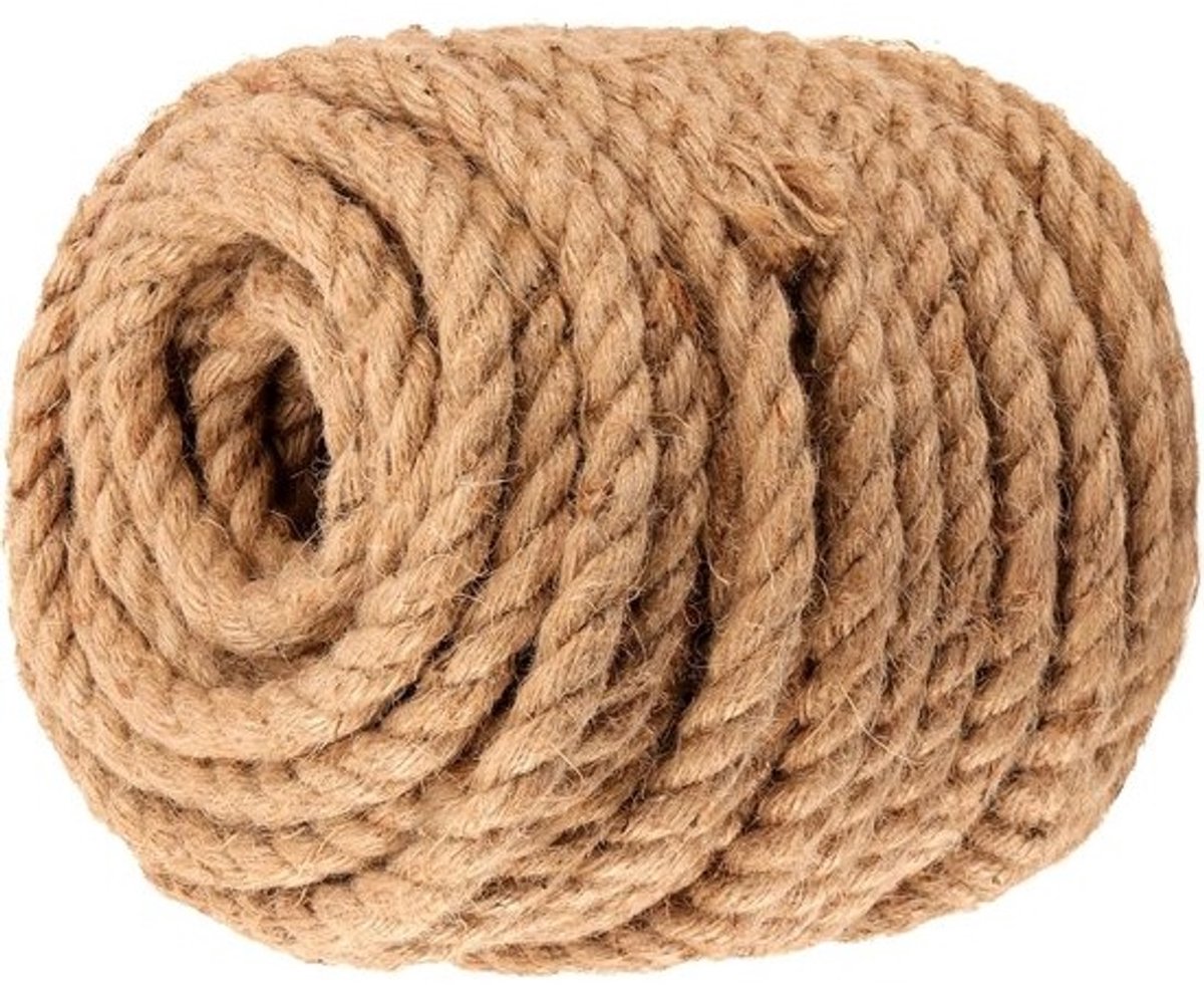 20m x 12mm Natuurlijk Jute Touw 4-Draads Gedraaid voor Ambachten en Tuinieren