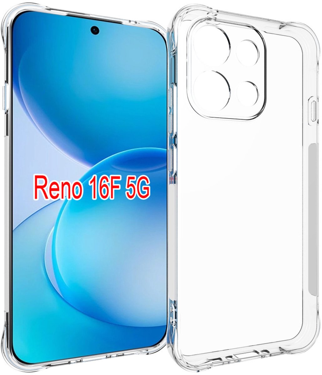 MobyDefend Hoesje - Geschikt voor Oppo Reno16 F/FS - Transparante Shockproof TPU Backcover - Verstevigde Hoeken - Volledig Doorzichtig