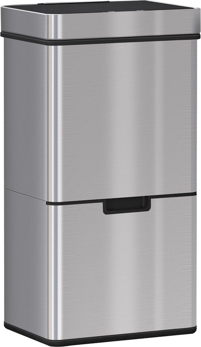 Keukenafvalbak van 72 liter met bewegingssensor, automatische opening en 3 compartimenten, 42x30x81 cm, grijs