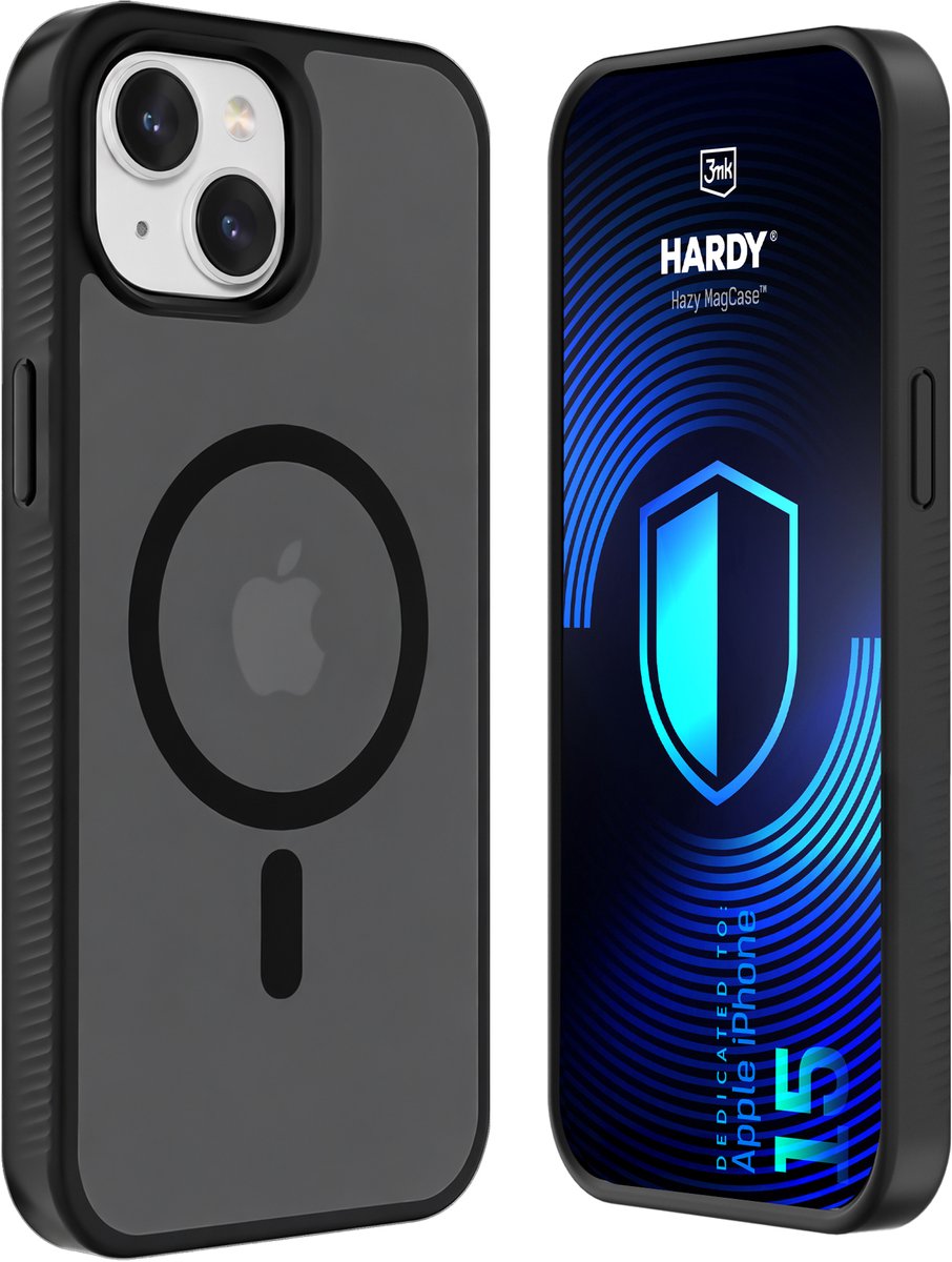 H Hardy Hazy MagCase - Geschikt voor Apple iPhone 15 - Zwart - MagSafe Compatibel - Shockproof - Mat