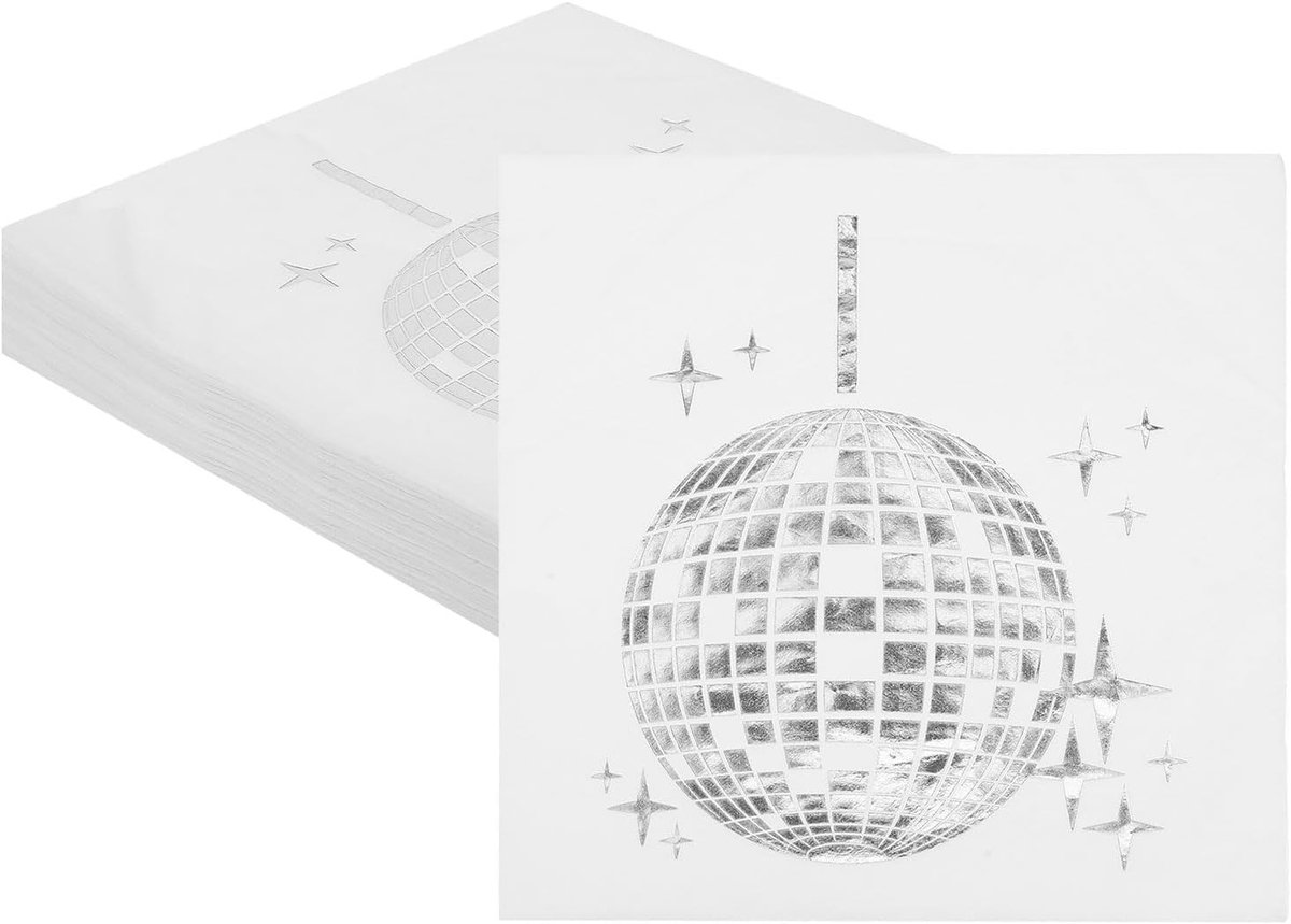 Decoratieve servetten met discobal thema voor verjaardagsfeesten - 40 stuks, 33 x 33 cm, perfect voor jaren '70, '80 en '90 party's, papieren servetten voor themafeesten en feestdecoraties