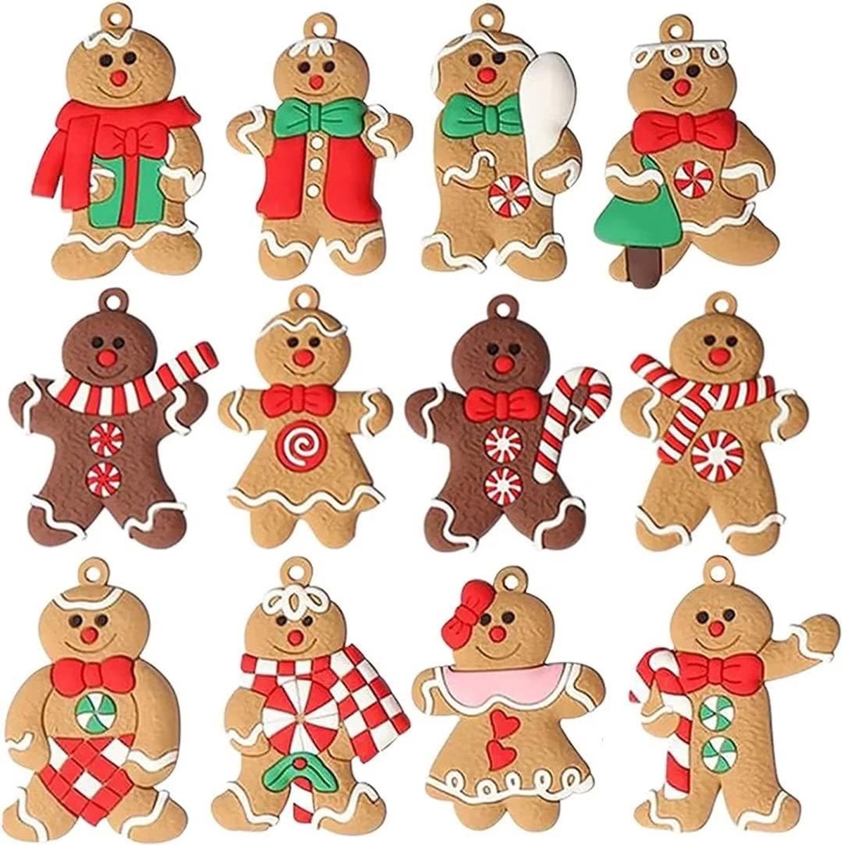 Peperkoekmannetje Hangers - Kerstdecoratie Figuren - Kerstboom Versieren - Zacht en Duurzaam - 7 x 55 cm - Bruin